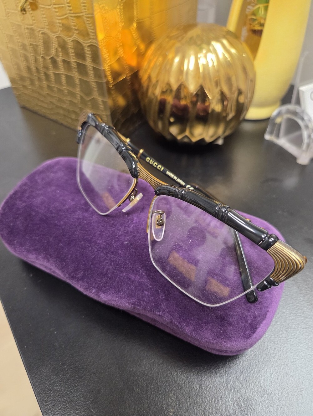 Versace Semi-Rimless Optical Glasses — Black and Gold